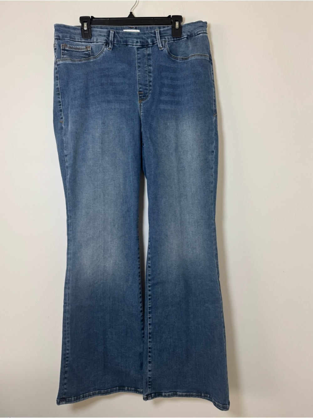 Good American Pull On Flare Jeans Indigo Blue Stretch High Rise 2XL